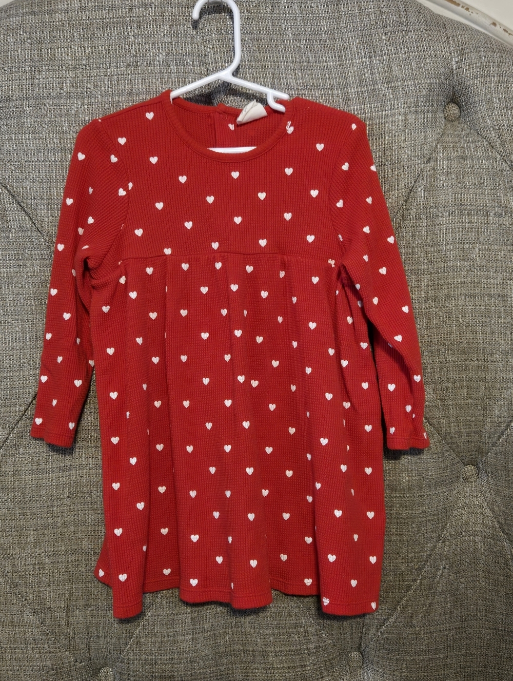 Girls Size 5 Red Heart Print Long Sleeve Dress